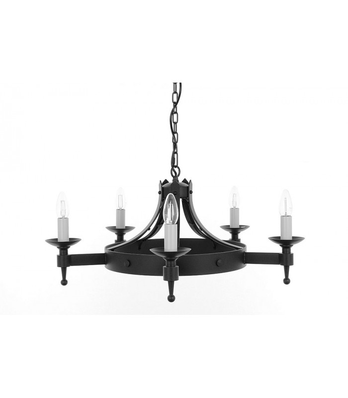 Saxon 5 Light Matt Black Ceiling Pendant Light-1