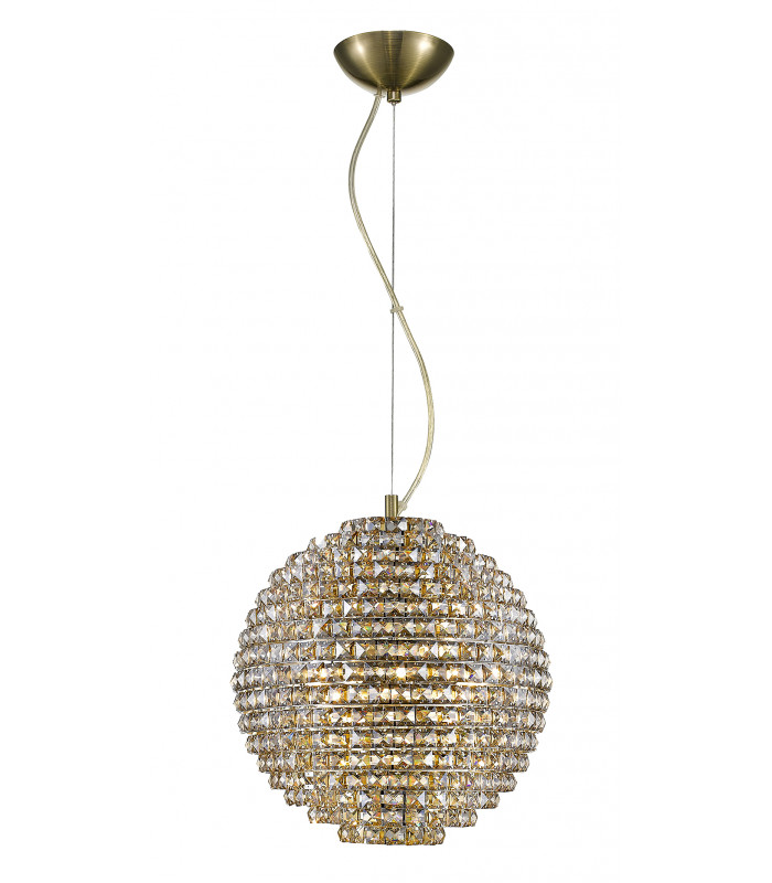 Nord 5 Light Ceiling Fitting Antique Brass with Clear Crystal Finish CFH608241/L/AB