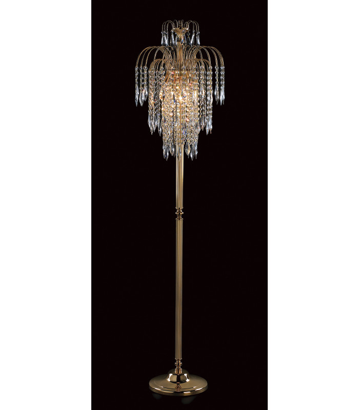 Shower 3 Light Gold Floor Lamp With Heritage Prism Crystals-1
