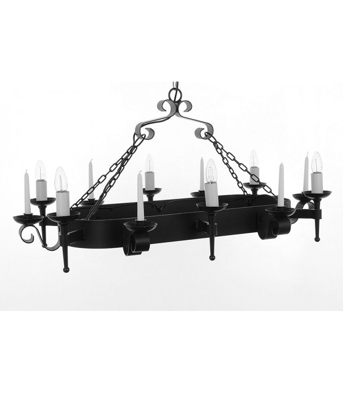 Refectory 6 Light Black Gold Ceiling Pendant Light Oblong-1
