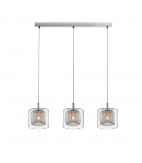 Laure 3 Light Chrome Ceiling Bar Pendant-1