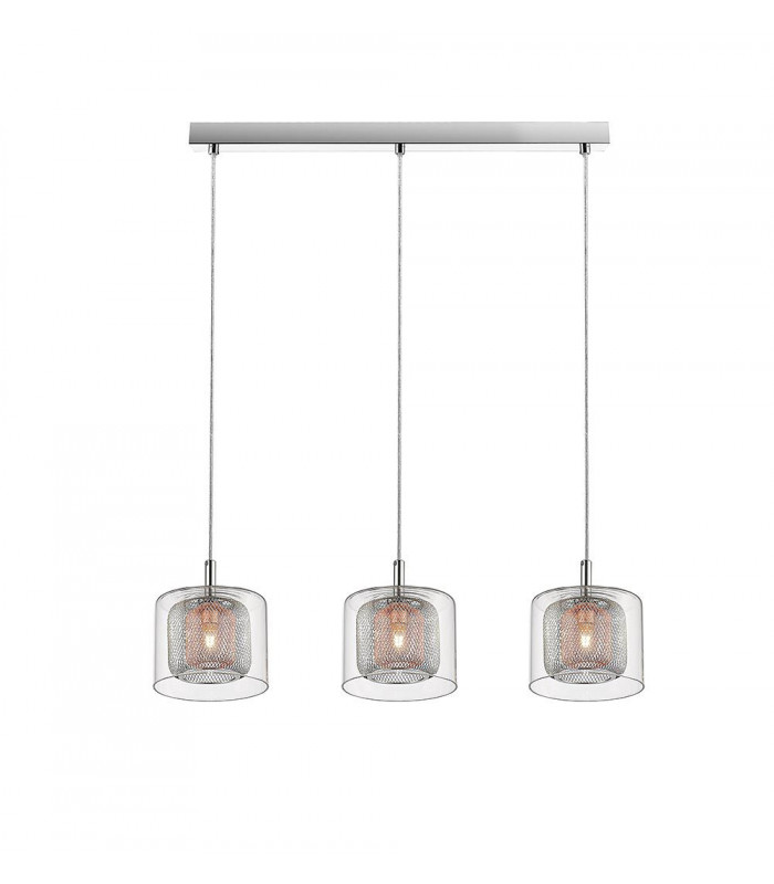 Laure 3 Light Chrome Ceiling Bar Pendant-1