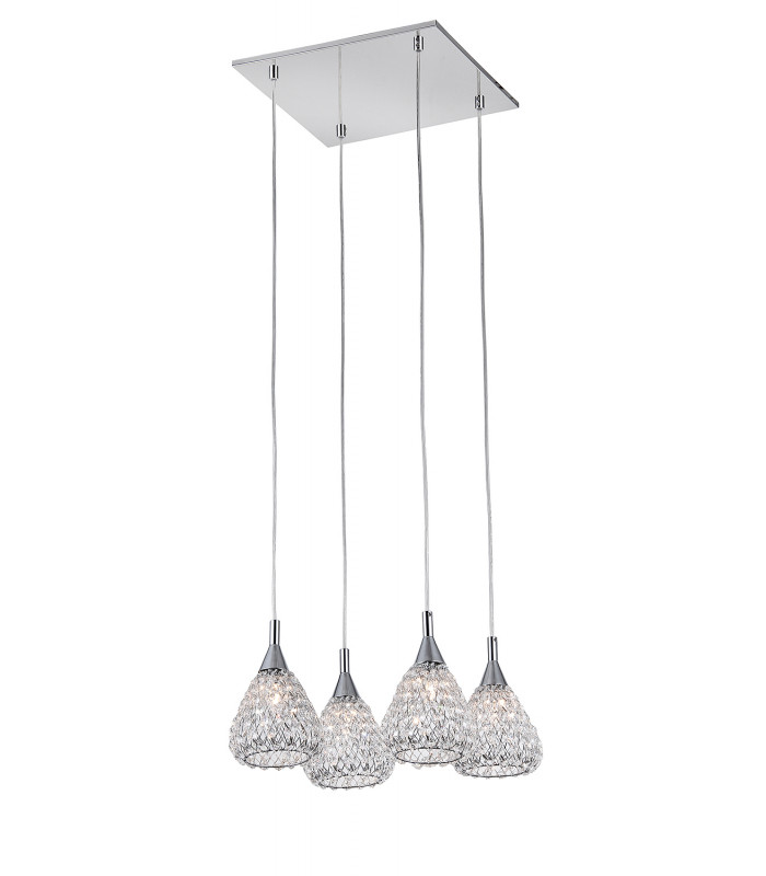 Simone 4 Light Chrome Ceiling Square Pendant Cluster Pendant Ceiling Light-1
