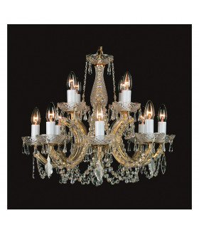 Maria Therese 12 Light Crystal Gold Multi Arm Chandelier