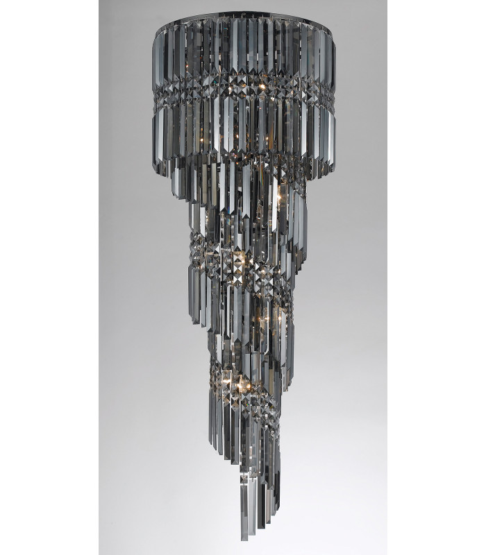 Toronto 14 Light Gun Metal Smoked Crystal Flush Fitting