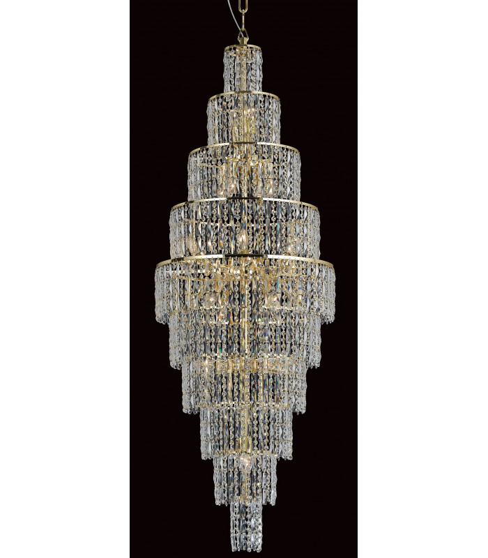 New York 24 Light Czech Crystal Tall Ceiling Gold-1