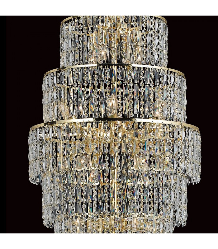 New York 24 Light Czech Crystal Tall Ceiling Gold-2