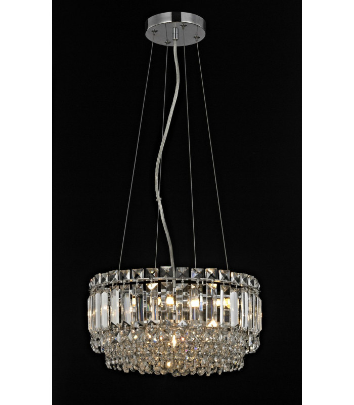 Alvery 5 Light Polished Chrome Clear Crystal Round Ceiling Pendant-1