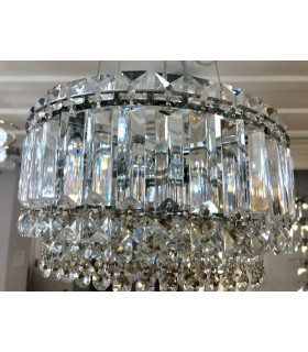 Alvery 5 Light Polished Chrome Clear Crystal Round Ceiling Pendant-2