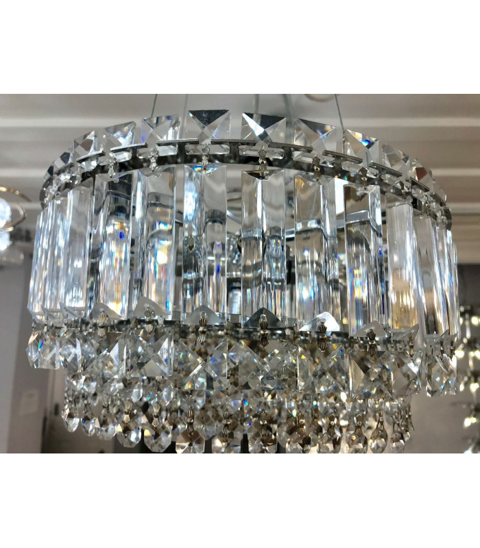 Alvery 5 Light Polished Chrome Clear Crystal Round Ceiling Pendant-2
