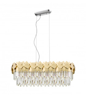 Celine Crystal Laser Cut 6 Light Oblong Bar Gold