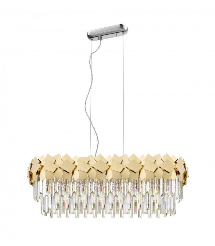 Celine Crystal Laser Cut 6 Light Oblong Bar Gold