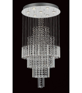 Barcelona Crystal 7 Light Stairwell Chrome Frame Cluster Pendant Ceiling Light-1