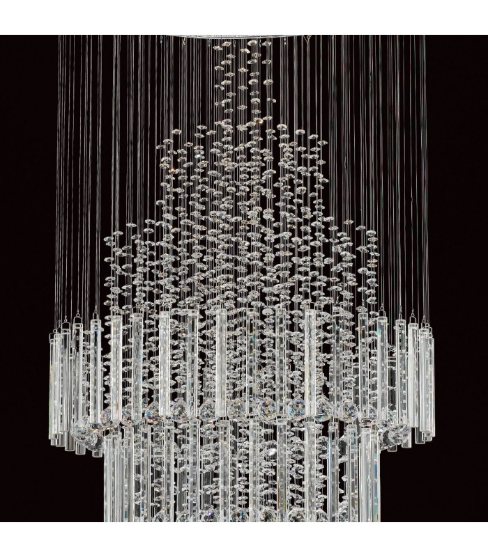 Barcelona Crystal 7 Light Stairwell Chrome Frame Cluster Pendant Ceiling Light-2