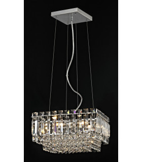 Alvery 5 Light Polished Chrome Ceiling Fitting Square Clear Crystal