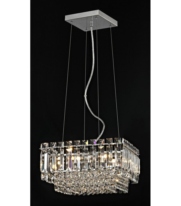 Alvery 5 Light Polished Chrome Ceiling Fitting Square Clear Crystal