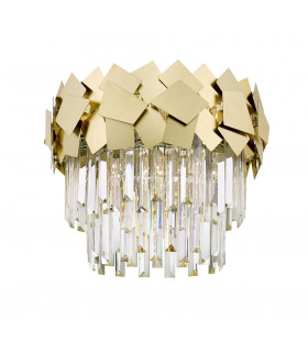 Celine Crystal Laser Cut 5 Light Semi-Flush Gold