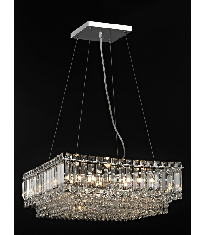 Alvery 9 Light Polished Chrome Ceiling Fitting Square Clear Crystal