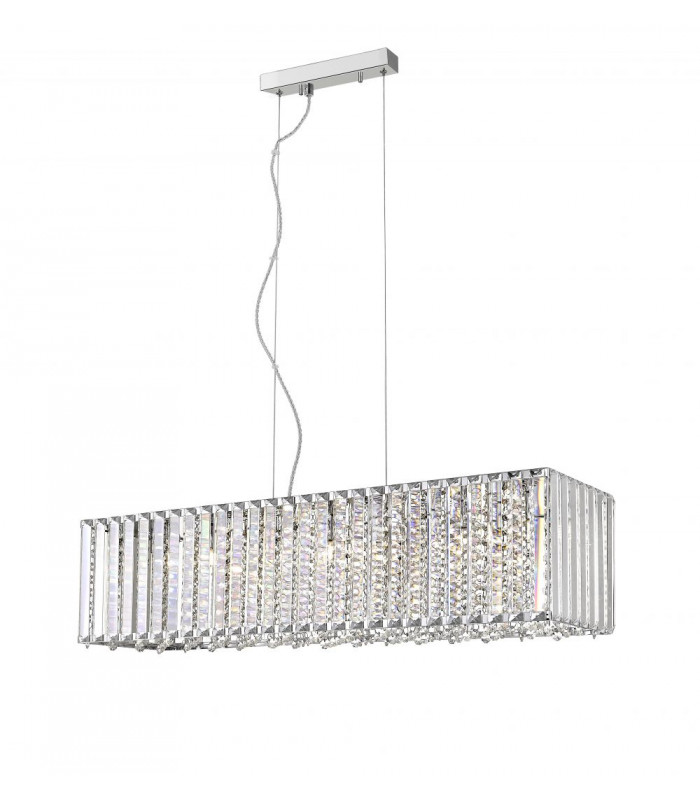 Diore 7 Light Crystal Oblong Bar Chrome