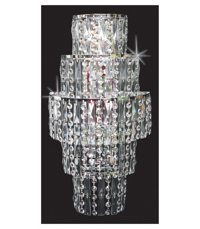 New York 3 Light Czech Crystal Wall Light Chrome