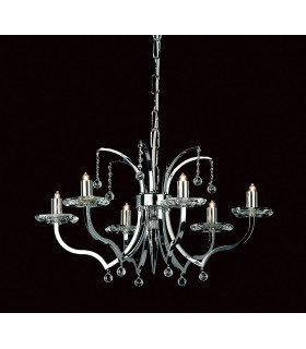 Bayonne Geometric Halogen Nickel 6 Arm Chandelier