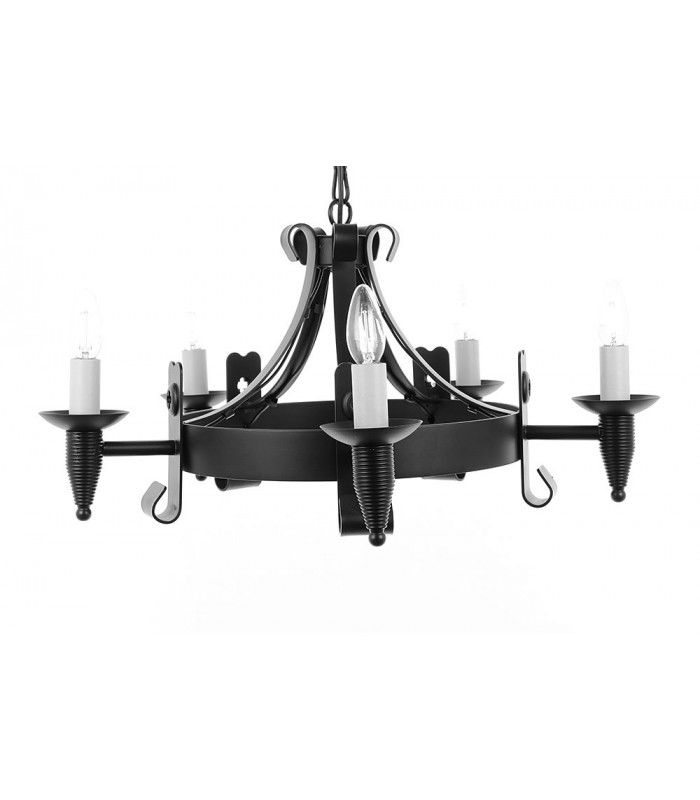 Cromwell Black Gold 5 Arm Pendant Ceiling Light