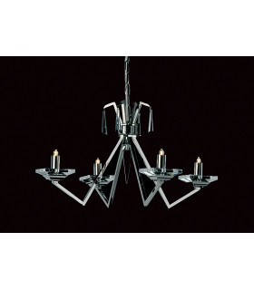 Nice Geometric Halogen Chrome 4 Arm Chandelier