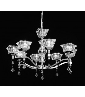 Bresica Lead Crystal Nickel Pendant 8 Arm Chandelier