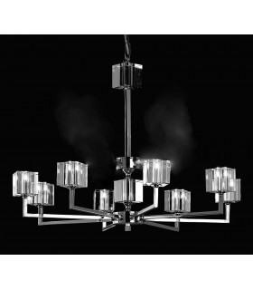 Cube Modern Halogen Nickel 8 Arm Chandelier