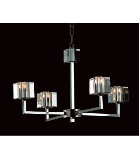 Cube Modern Halogen Nickel 4 Arm Chandelier