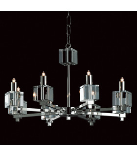 Cube Halogen Nickel 8 Arm Chandelier