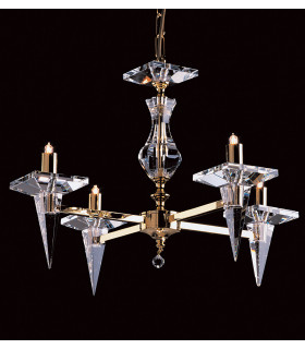 Pescara Optical Glass Gold 4 Arm Chandelier