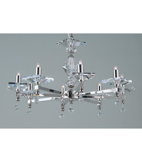 Capri Optic Glass Pans Nickel 8 Arm Chandelier
