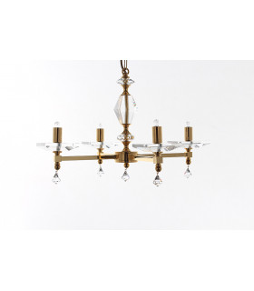Capri 4 Arm Optic Glass Pans Gold 4 Arm Chandelier
