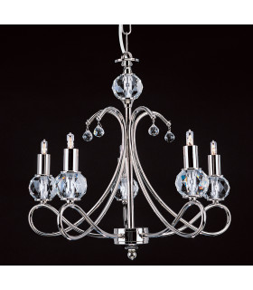 Novara Crystal Balls Nickel 5 Arm Chandelier