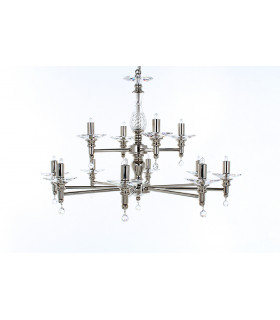 San Marino 12 Light Nickel 12 Arm Chandelier
