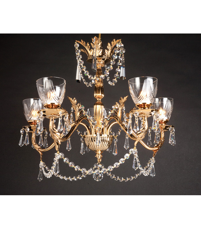 Livorno Halogen Strass 5 Arm Chandelier
