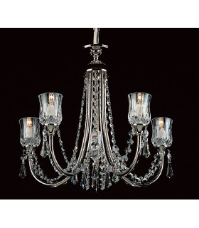 Tulip Halogen Mini Strass Nickel 5 Arm Chandelier