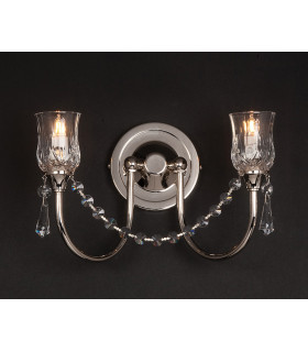 Tulip Halogen Strass 2 Light Crystal Nickel Candle Wall Lamp