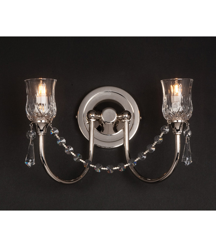 Tulip Halogen Strass 2 Light Crystal Nickel Candle Wall Lamp
