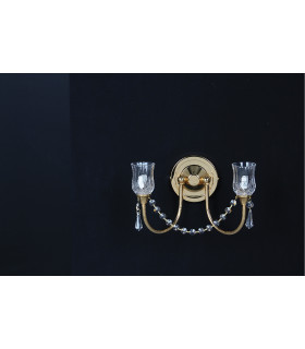Tulip Halogen Strass 2 Light Wall Lamp Crystal Gold