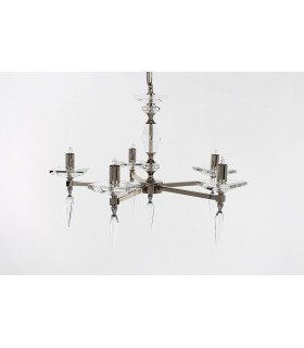 Sorrento Optic Glass 5 Light Nickel 5 Arm Chandelier