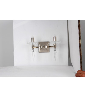 Sorrento Optic Glass 2 Light Nickel Candle Wall Lamp