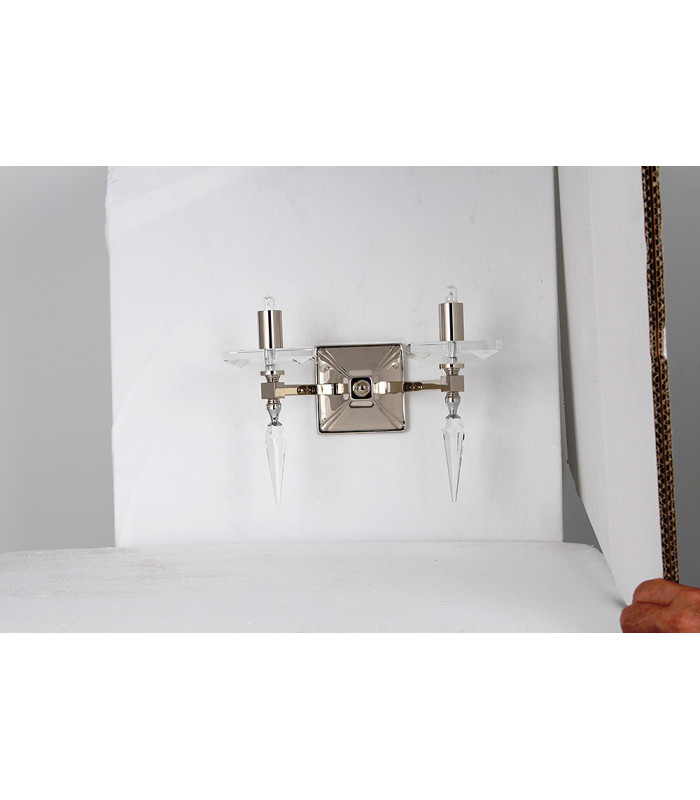 Sorrento Optic Glass 2 Light Nickel Candle Wall Lamp