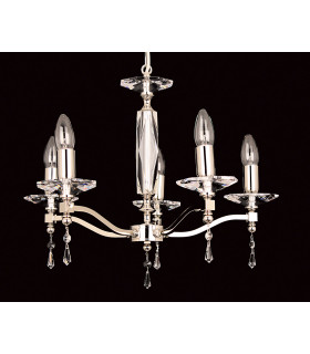 Toulon Optic Glass/strass Nickel 5 Arm Chandelier