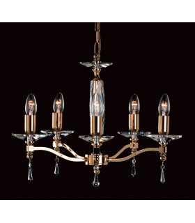 Toulon Optic Glass/strass Gold 5 Arm Chandelier