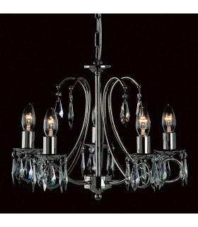 Terni Looped Arm Strass Nickel 5 Arm Chandelier