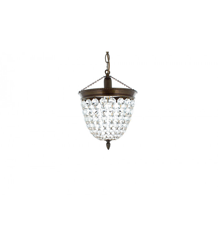 Baguette Crystal Antique Brass Pendant Ceiling Light