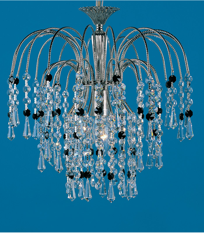 Shower Black/clear Crystal Nickel Pendant Ceiling Light