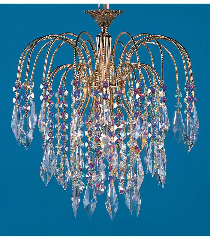Shower Rainbow Crystal Gold Pendant Ceiling Light